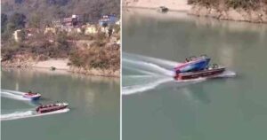 उत्तराखंड : : भयानक हादस टाला_एक बोट दूसरी बोट से टकरायी देखे वीडियो !