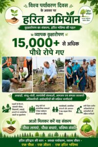 उत्तराखंड/हरिद्वार : हरित हरिद्वार अभियान बना जनआंदोलन, विश्व पर्यावरण दिवस पर 15 हजार से अधिक पौधे रोपे गए..