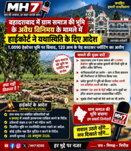 उत्तराखंड/हरिद्वार : बहादराबाद ग्राम समाज की भूमि के कथित अवैध विनिमय पर हाईकोर्ट सख्त